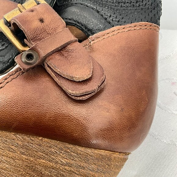 Miz Mooz Leather & Mesh Ankle Strap Sandals Brown/Black Women's Size 40 - Picture 7 of 8